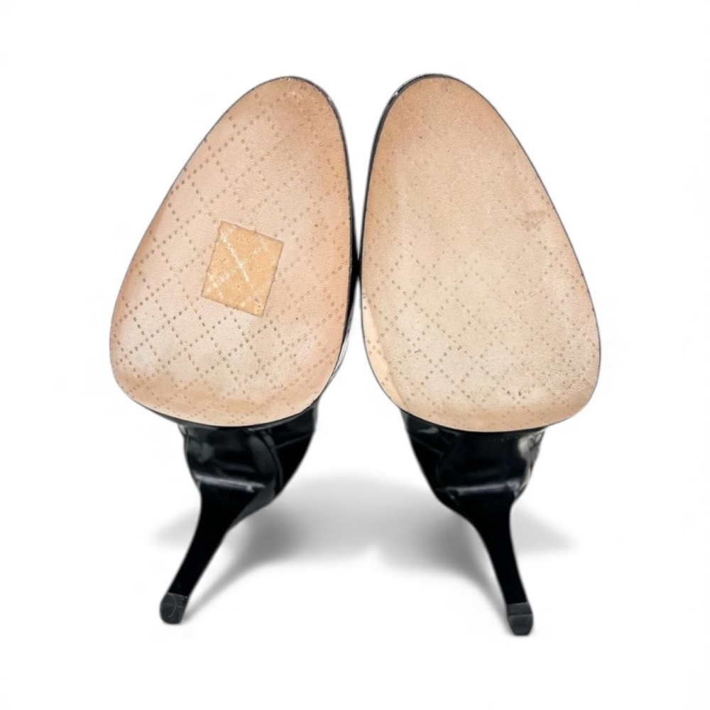 CHANEL Derby Black Patent Leather CC Logo Lace-Up Ankle Boots Size EU37 - Picture 11 of 12